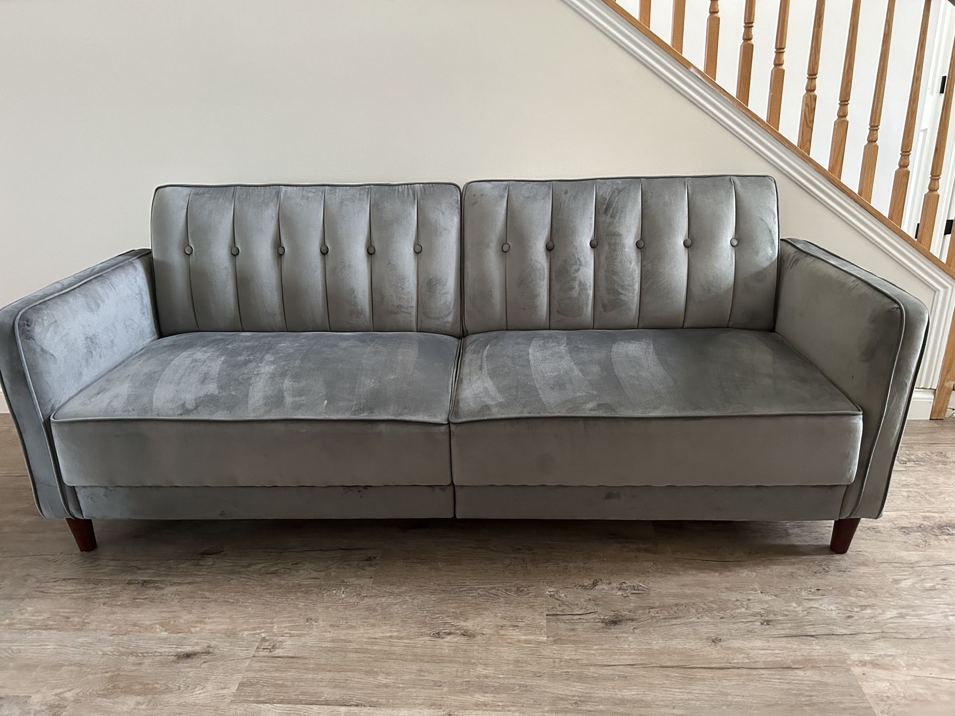 Beautiful Velvet Gray Sofa