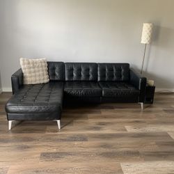 IKEA REAL LEATHER COUCH WITH CHAISE 
