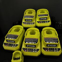 5 RYOBI One Plus Chargers & 1 Mini Charger