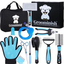NEW, All-in-One Pet Grooming Kit for Dogs, Cats & Rabbits – Dog Grooming Supplies with Flea Comb, Fur Remover, Dematting & De-Shedding Tools, Wire Pin