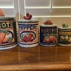 Vintage Ceramic Vegetable Canister Set. 1996 Jay imports