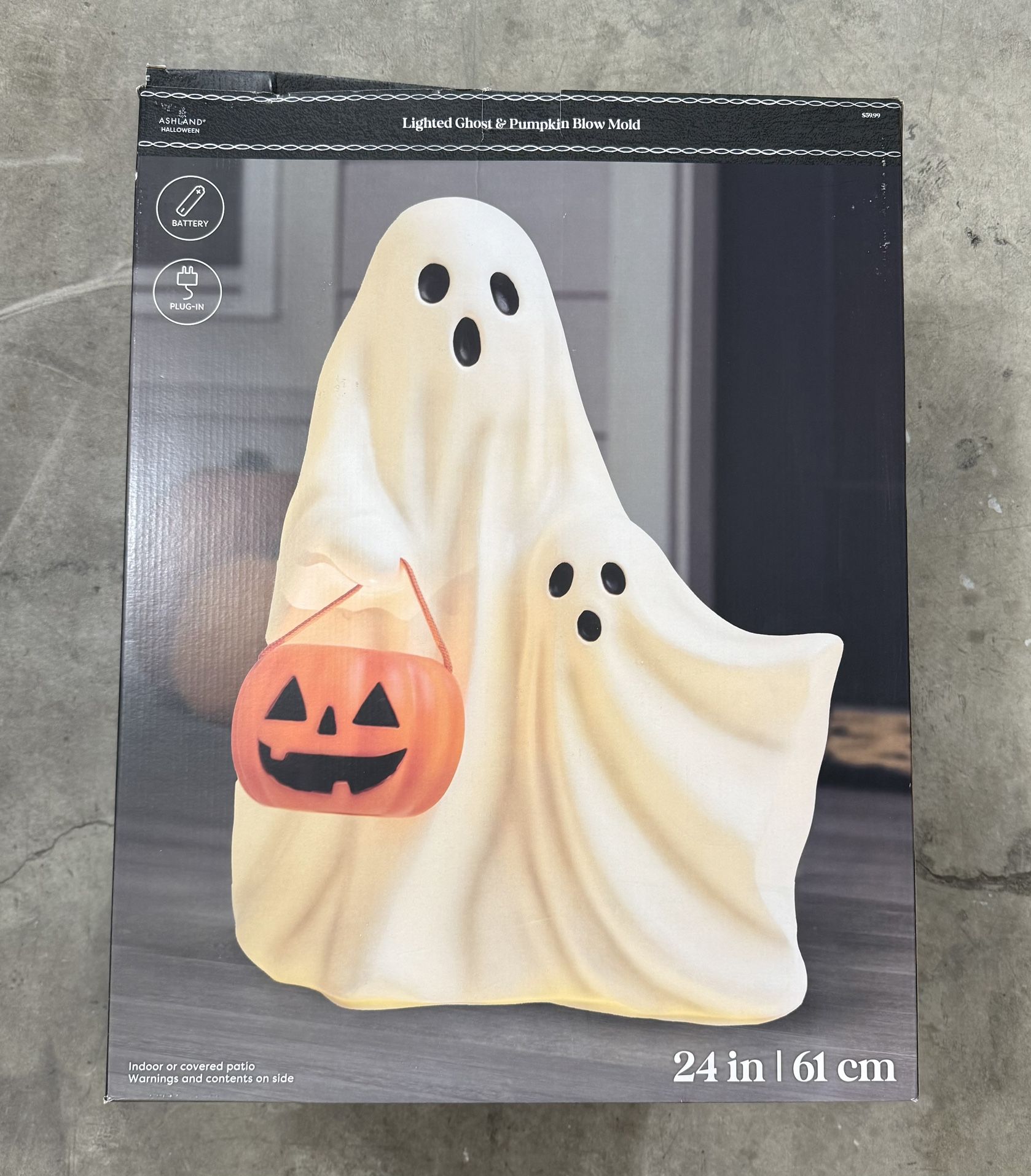 24" Lighted Ghost & Pumpkin Blow Mold by Ashland
