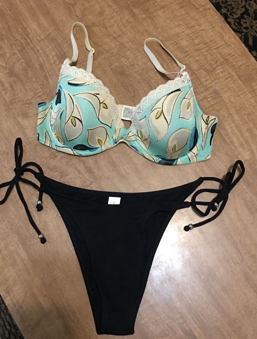 Calvin Klein lightly padded bra 34C& new tie up underwear M