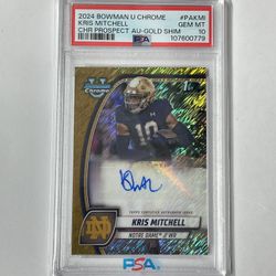 2024 Bowman U Chrome Kris Mitchell 1st Gold Shimmer Auto /50 PSA 10 GEM MT Auto