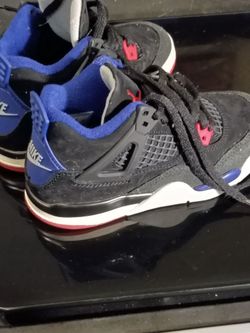 NIKE AIR JORDAN 4 RETRO OG RED /. BLUE KIDS SNEAKERS SIZE 5Y