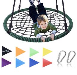 Royal Oak Giant 40" Spider Web Tree Swing, 600 lb Weight Capacity, Durable Steel Frame, Waterproof, Adjustable Ropes, Bonus Flag Set and 2 Carabiners