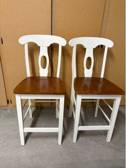 Two White Bar Height Stools