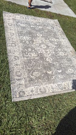 Gray Distressed Floral Carpet Rug