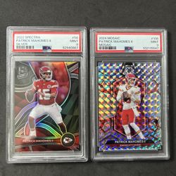 Patrick Mahomes PSA 9 Lot (2) 2022 Spectra Silver 2024 Mosiac Prizm NFL Chiefs