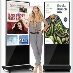 55" 4K LCD Touchscreen Digital Signage Display, Indoor Floor Standing Advertising Player, Commercial