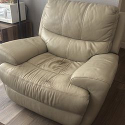 Real leather antique color sofa and 2 recliner chairs