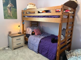 Bunkbeds, two bunky boards, and dresser