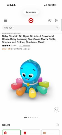Baby Einstein Go Opus Go 4-in-1 Crawl and Chase Baby Learning Toy: Gross Motor Skills, Shapes and Colors