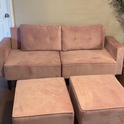 Pink Couch With 2 Seats