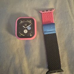 Apple Watch Series 10 42 Mm Pink/black Band W/pink Silicone Case