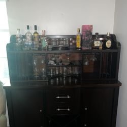 Dark Wood Bar/Display Cabinet 