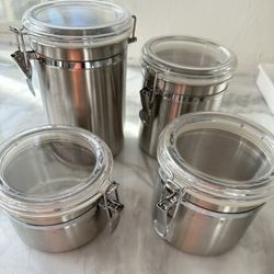 Oggi Set of 4 Stainless Steel Kitchen Canisters