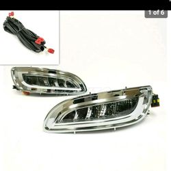 2004-2009 RX330 RX350 LED Clear Lens Fog Light Wire Chrome Bezels Dual Color