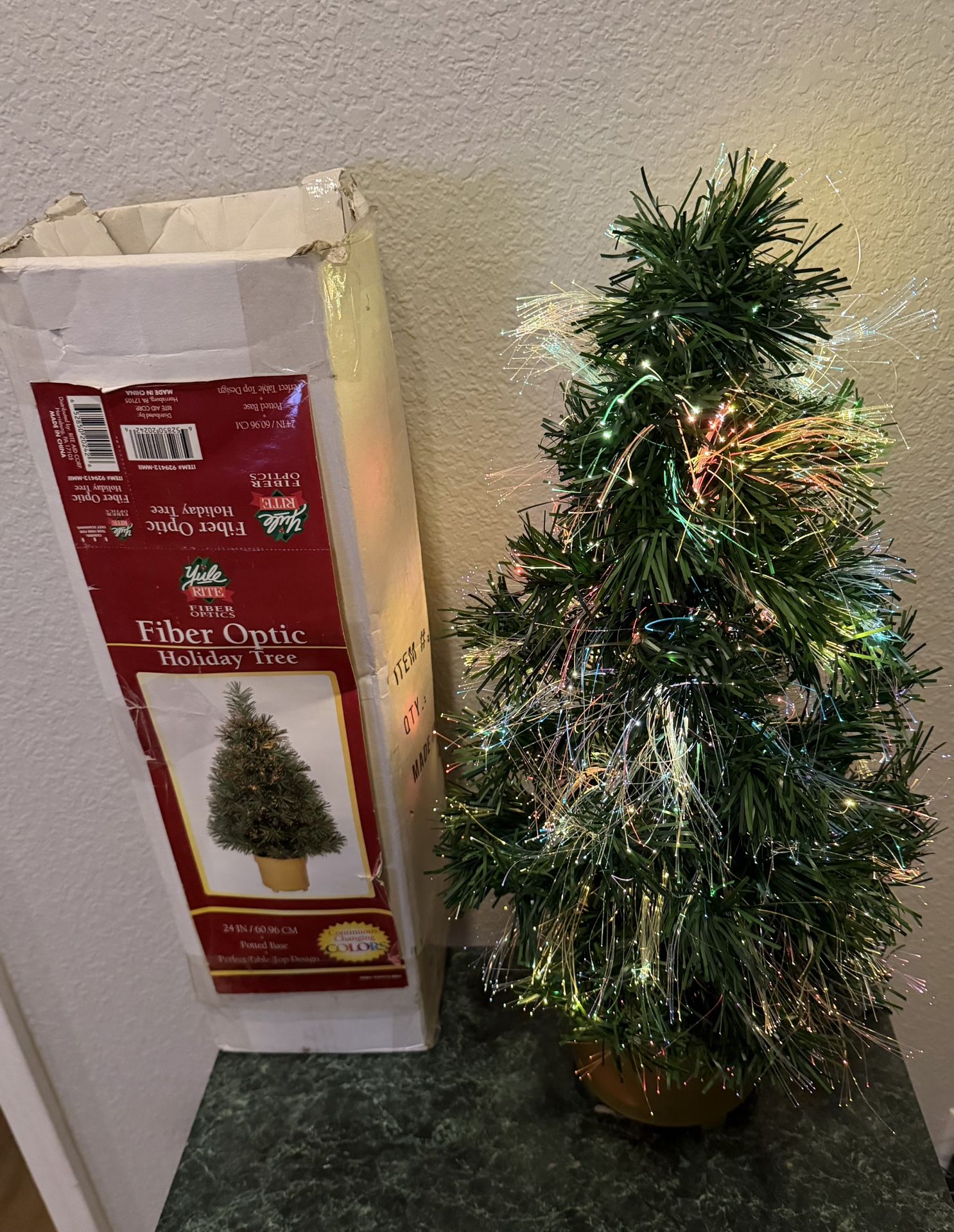 Fiber Optic Christmas Tree 24” Continuous Color Changes Decorative Base