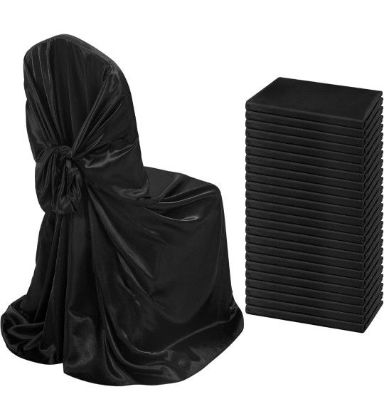 Black Chair Covers,Satin Chair Covers Universal Chair Covers 24 PCS 43x55 inch,Removable Washable Chair Slipcover Fits Most Chairs, for Holiday Party 