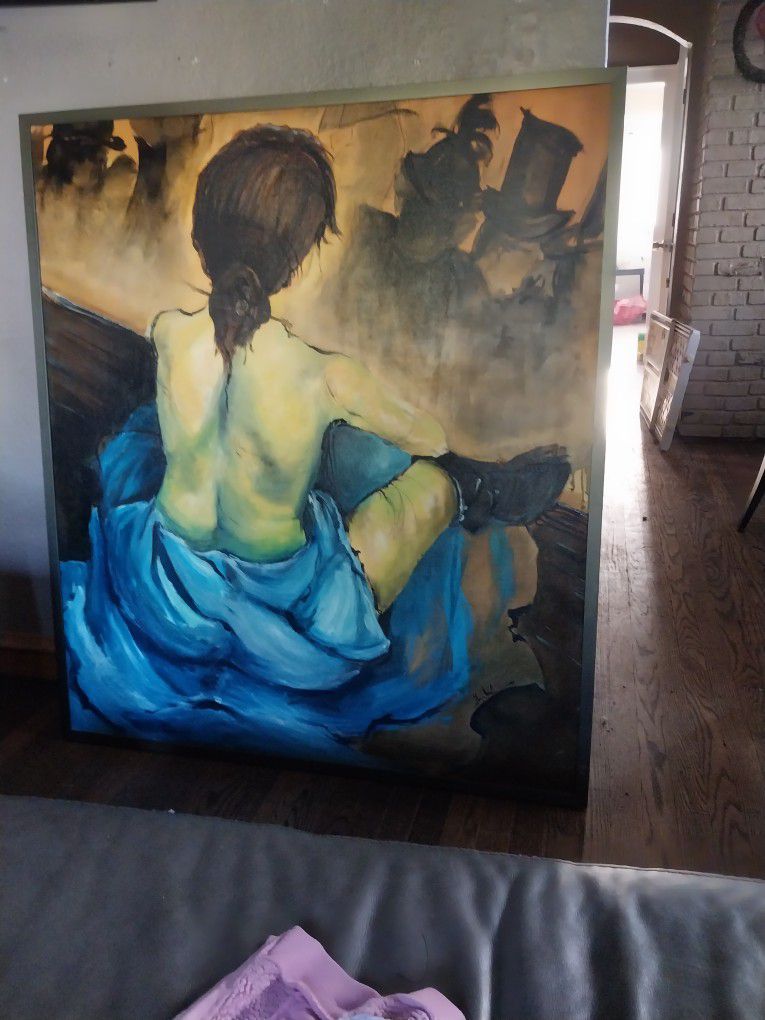 X Large Oil PInting Women In Blue