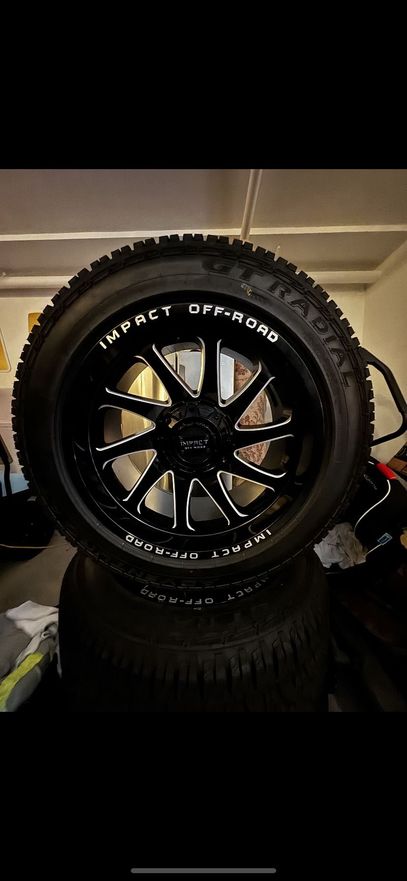 20 Inch Impact Off-road Wheels And Tires Black And Machine 
