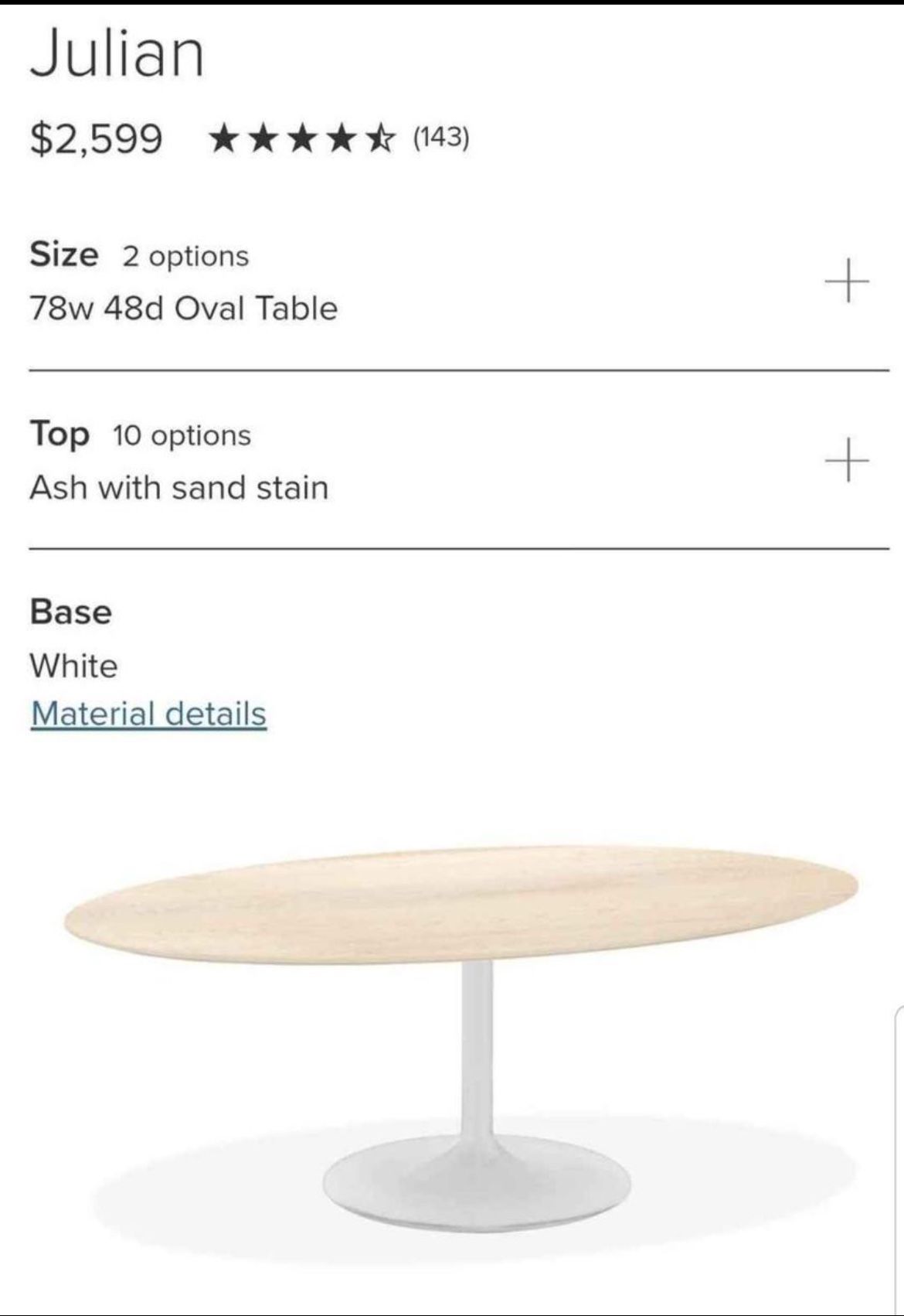 Room And Board Oval Dining Table