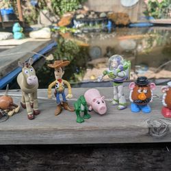 1995 Toy Story Burger King Lot of 7 Figures Woody Buzz , Rex Slinky Dog, Mr Mrs Potato Head, Oink,   