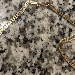 14K Gold Over Silver Chain And Pendent Combo