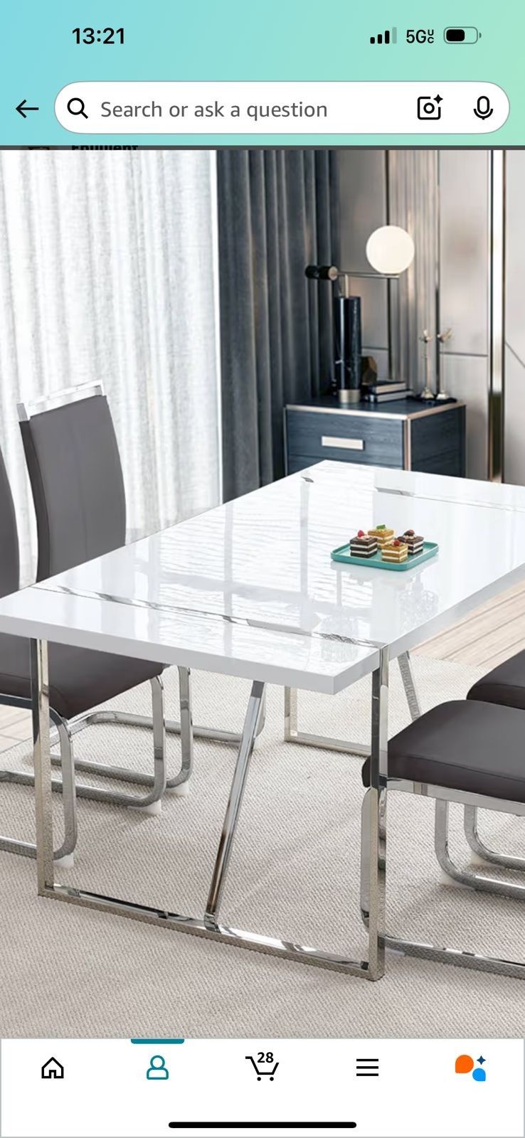 Dining Table Set For 4. White Table With 4 Gray Chairs. Bought it recently and all is in great Condition. Spent 606$. Asking Price Is $250.
