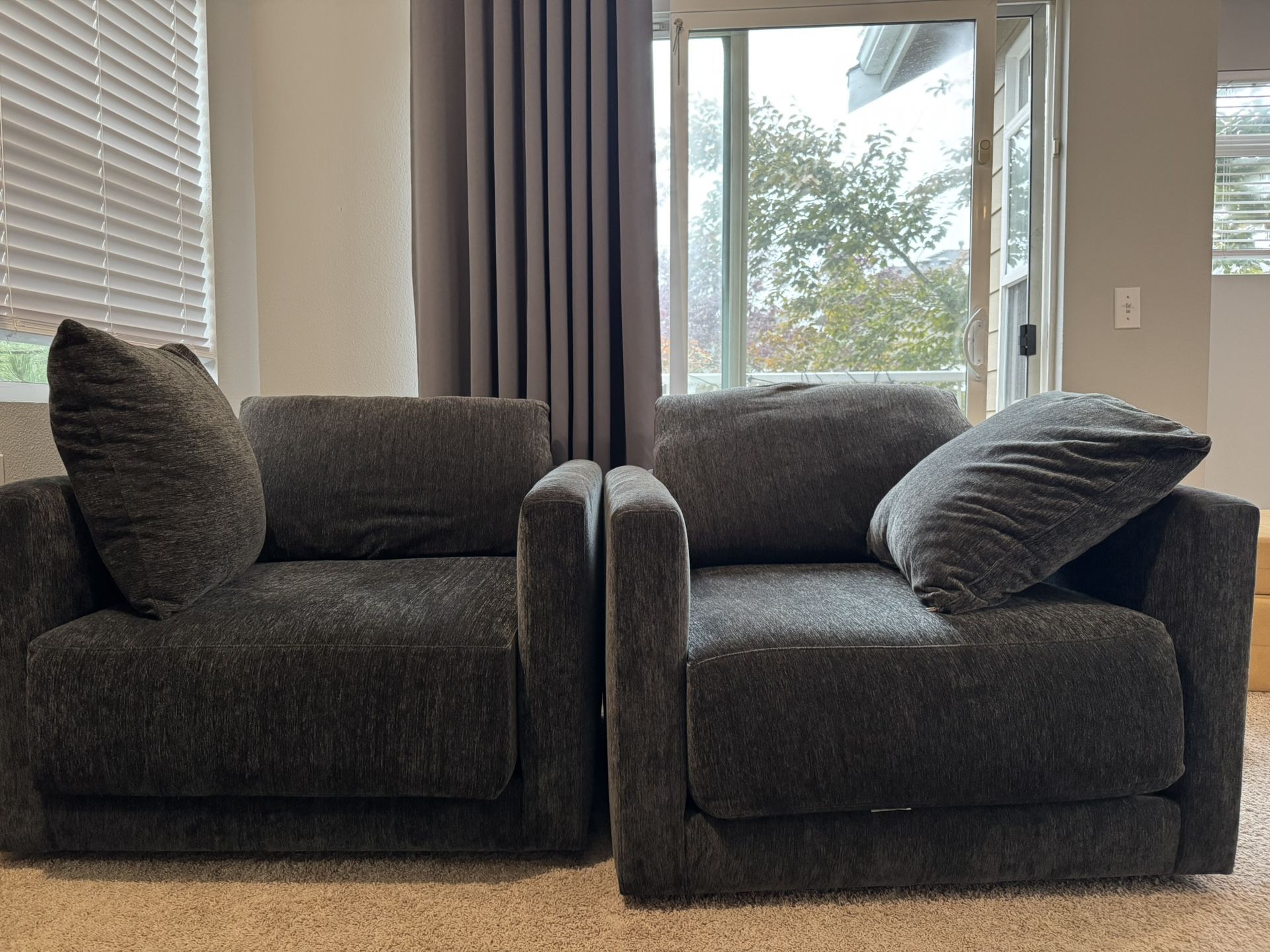 Crate & Barrel Barrett II Swivel Chairs (Set of 2) – $1000