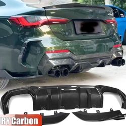 For BMW 4 Series G22 G23 20-25 DRY Carbon Rear Bumper Diffuser Lip +Side Corner
