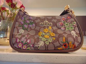Coach Signature Floral Embroidered Mini Shoulder Bag