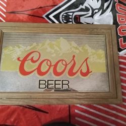 Vintage 20x14 Coors Beer Display Mirror 