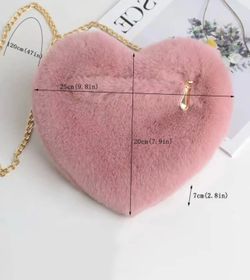 Valentine's Day Special: Heart-Shaped Plush Shoulder Bag, Comes With Chain Crossbody Bag And Cute Zipper Wallet! Heart-Shaped Plush Design Chain Bag, 