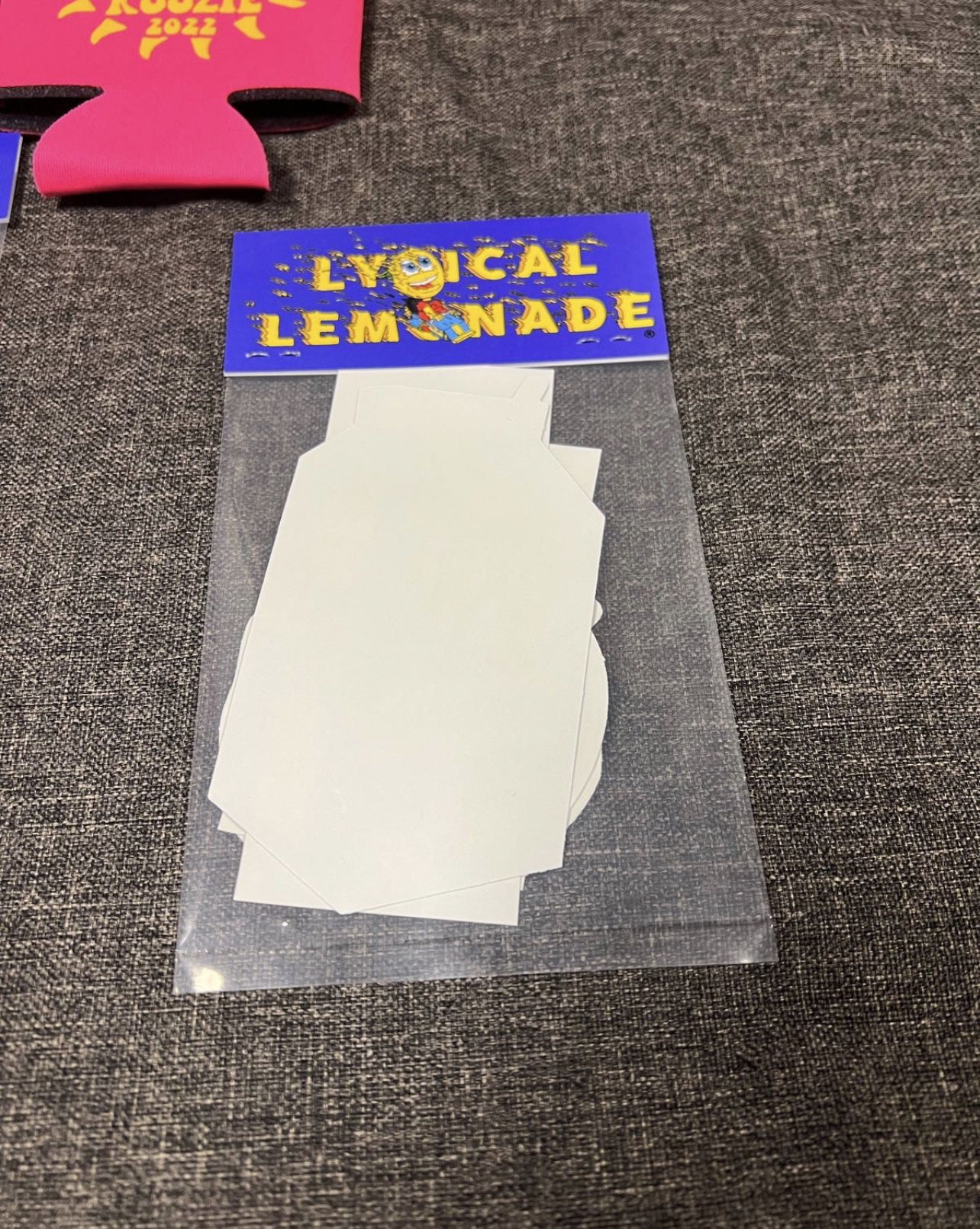 2 packs of Lyrical Lemonade Stickers and can-koosie