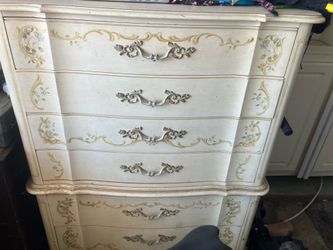 Wood dresser with original hand painted artwork
