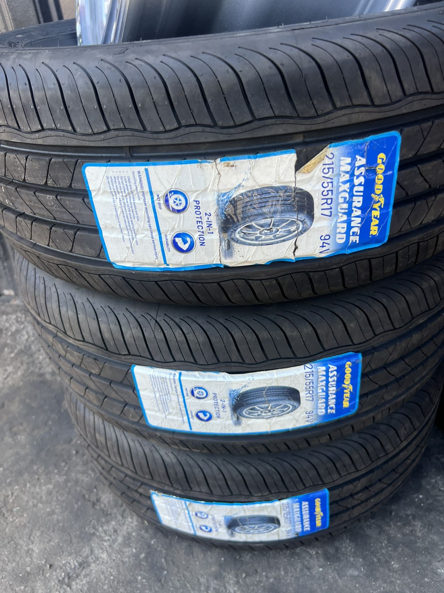 215/55/17 Goodyear Assurance Maxguard- New Tires