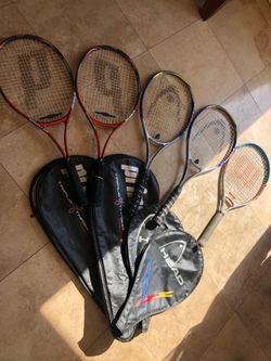 5 tennis 🎾 rackets : 2 Prince power line , 2 Head Titanium TI. Smash + 1 Wilson 5x$16=80 for all or $25 for 1. Must come to Huntington Beach