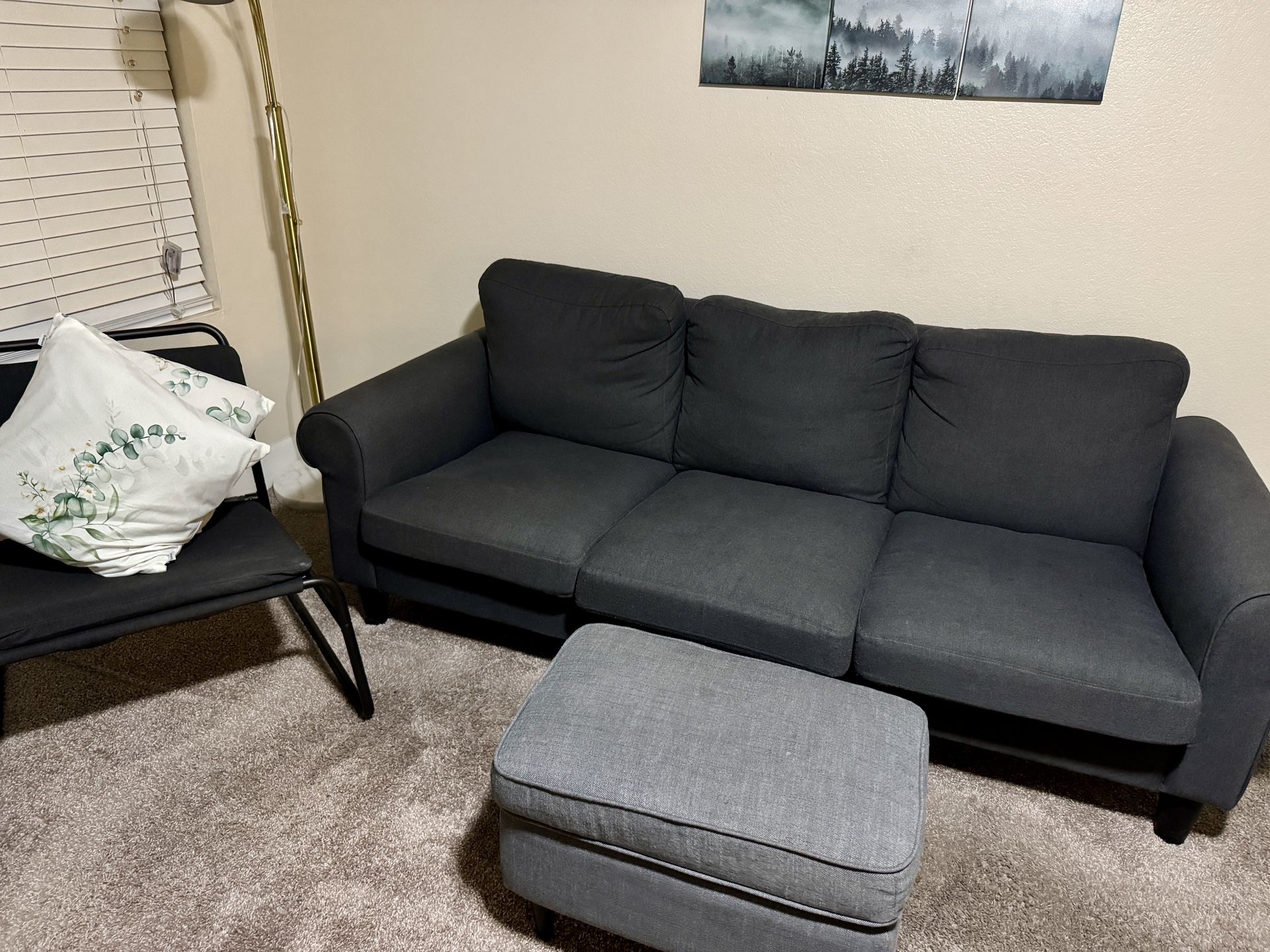 Modern Gray Sofa Set – Excellent Condition!