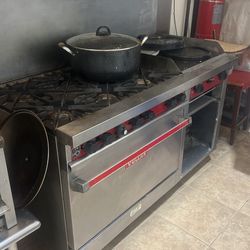 Six burners and oven and grill