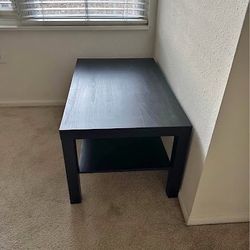 Minimalist Black Coffee Table with Storage Shelf