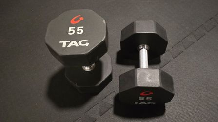 Tag Fitness 55 lbs  eight sided Urethane dumbbells