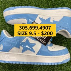 A BATHING APE BAPES STA LOW BABY BLUE WHITE BLACK NEW SALE NEW SNEAKERS SHOES SIZE 9.5 10 43 44 A5
