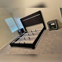 New orduroy black bedroom set with free mattress King or Queen size available