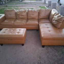 Leather Sectional With Ottoman 