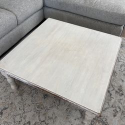 Farmhouse Square White Solid Wood Coffee Table