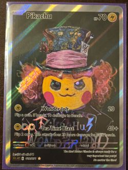 Mad Hatter Pikachu Holographic Custom Pokémon Fan Art Card