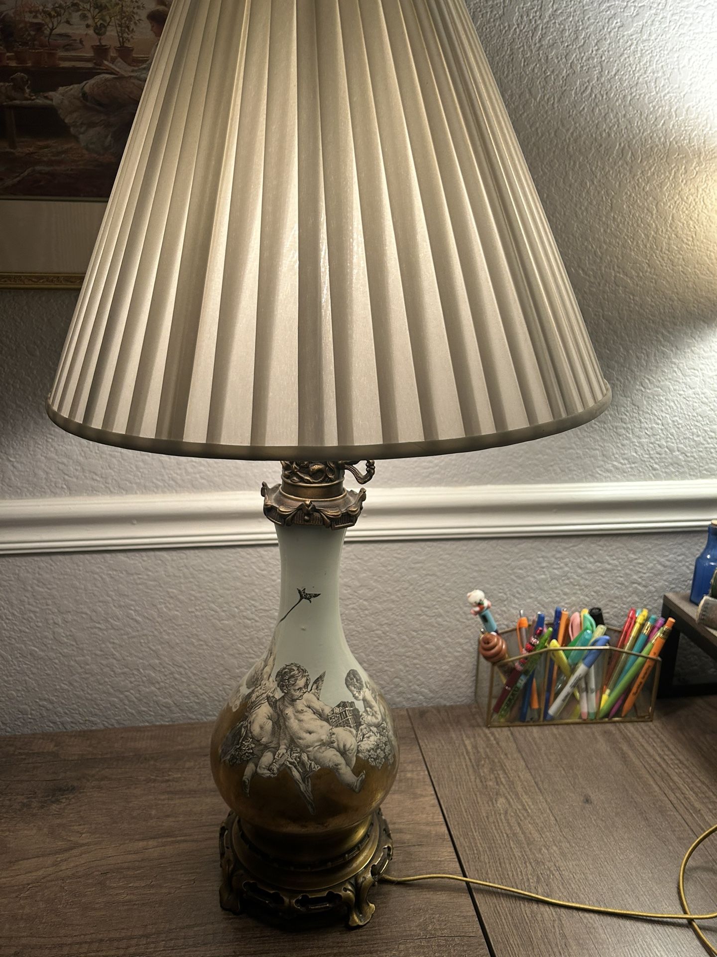 Antique Glass/brass Lamp
