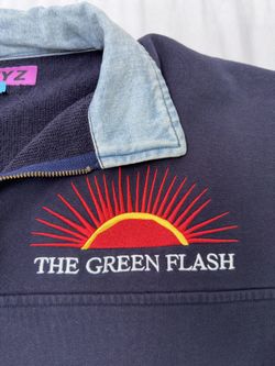 Cactus Plant Flea Market “Green Flash” Denim Half Zip Fleece XL
